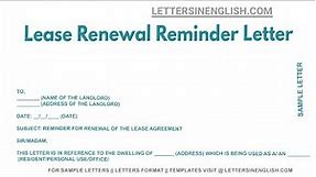 Lease Renewal Reminder Letter - Sample Letter to Landlord for Lease Renewal Reminder