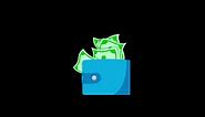 Premium stock video - Cash wallet payment icon animation loop motion graphics video transparent background with alpha channel