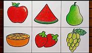 How to Draw Fruits Step by Step for Beginners || Different Types of Fruits Drawing || Fruits Drawing