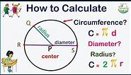 How to calculate the RADIUS, DIAMETER and the CIRCUMFERENCE of a circle