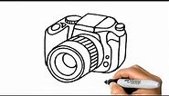 How to DRAW a DIGITAL CAMERA DLSR Easy Step by Step