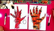 How to draw a tiger paw with claws from your hand / handprint