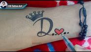 सीखें letter D tattoo बनाना | How to D letter tattoo with HEART | D name tattoo | D tattoo