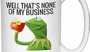 Witty Sarcastic Coffee Mug 15 oz White, Well That's None of My Business the Frog