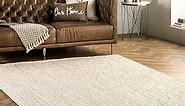 nuLOOM Rigo Hand Woven Farmhouse Jute Area Rug- 8' x 11', Off-white, Rectangular, 0.35" Thick, Natural Fiber, Handmade, Eco-Friendly, Bedroom, Living Room, Dining Room