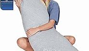 Snuggle-Pedic Long Body Pillow for Adults - Big 20x54 Pregnancy Pillows w/Shredded Memory Foam & Cooling Pillow Cover - Cuddle Firm Maternity Side Sleeper Pillow Insert to Hug for Bed - Grayy