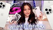 White Titanium iPhone 15 Pro Max UNBOXING *camera test, action button, phone cases & all*📱🤍✨