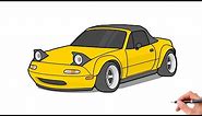 How to draw a MAZDA MX-5 MIATA 1990 / drawing mazda mx5 1989 stance car