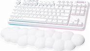 Logitech G715 Wireless Mechanical Gaming Keyboard with LIGHTSYNC RGB, LIGHTSPEED, Clicky Switches (GX Blue), and Keyboard Palm Rest, PC/Mac Compatible - White Mist