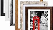 5x7 Picture Frame Set of 6, Distressed Wooden Design Made to Display 5x7 Photos with Mat and 6x8 without Mat for Wall and Tabletop Decor, Assorted Colors