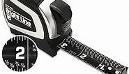 Perfect Measuring Tape - BrightLine High Contrast Dark Mode Easy Read Tape Measure for Low Light Visibility - Heavy Duty Rubber Case 18ft (Inch Fractions) Dual Sided Auto Lock Tape Measure Retractable