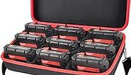 Extra Large Battery Hard Carrying Case, For Milwaukee M18 18V/ M12 12V Battery and Charger, Batteries Box Holder for 2.0/3.0/4.0/6.5/5.0/8.0/6.0/9.0-Ah Batteries, Adapter (Bag Only) - Black