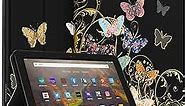 for Amazon Kindle Fire HD 8/8 Plus Tablet Case 10th/12th Generation for Women Girls Folio Cover Cute Fashion Design Girly Kawaii Butterfly Pretty Teens Cases for Kindle Fire Case 8 Inch