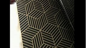 MicPolo17.7 X78 Black Peel and Stick Wallpaper Geometric Hexagon Stripe Black and Gold Wallpaper Removable Contact Paper Self Adhesive Wallpaperfor WallCovering Shelf Drawer Liner Countertop