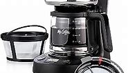 Mr. Coffee Programmable Coffee Maker, 5 Cups with Auto Pause, Glass Carafe, Compact Design, Black