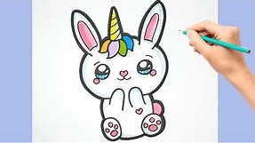 Drawing and Coloring a Cute Baby Unicorn Bunny