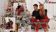 Hotouch Couples Pjs Set Long Sleeve Red Plaid Pajamas Sets