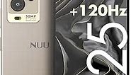 NUU A25 AMOLED 120Hz 6.7" Cell Phone for T-Mobile, ATT, Cricket, Mint, Ultra, Metro, Gaming Phones, Octa-Core Helio G99, 4G/LTE Dual SIM, 6GB + 128GB 50MP Camera, Champagne, International Travel