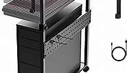 Height Adjustable PC Tower Stand, 2-Tier Full ATX-Case PC Stand with Rolling Wheels Fits Most PC(s), Gaming Accessories Computer Tower Stand Upgrade Pegboard & Mouse Pad for Home & Office, Black