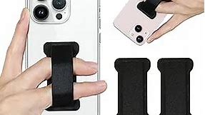 Cell Phone Finger Grip Strap Holder for Hand, Finger Strap Phone Holder, New Slim Finger Loop Selfie Grip Compatible with Most Smartphones - 2Pack(Black)