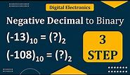 Negative Decimal to Binary conversion | Digital Electronics | Number System