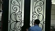3 meter height big size double wrought iron doors with opening glass window