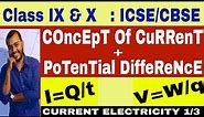 ICSE/CBSE: Class 10th: Current Electricity 01 : Current and Potential Difference ( English)