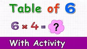 Learn Multiplication Table of six 6 x 1 = 6 | 6 Times Tables with Activity | Elearning studio