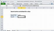 Search entire worksheet for value