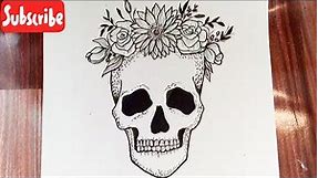 How to draw a skull with flowers || Skull drawing ||tattoo drawing tutorial