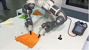 Dual-Arm Collaborative YuMi Robot makes paper aeroplanes - ABB Robotics