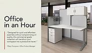 Bush Business Furniture Office in an Hour L Shaped Cubicle Desk | Modern Computer Table with Privacy Panels for Commercial Workspace, 65W x 65D, Pure White