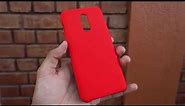 OnePlus 6T Official Cases - Sandstone and Red Silicone Case