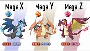 All 24 Starters Pokémon Mega X/Y/Z Evolve (Gen 1 to Gen 8)