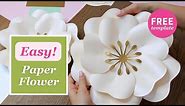 LARGE PAPER FLOWER TUTORIAL | easy to make + FREE templates, DIY wall decor