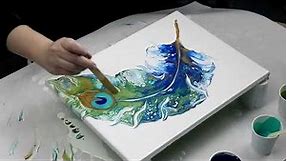 (780) 💕 Gorgeous 💕 Peacock Feather Dutch Pour Painting!!