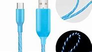 MKDGO USB Type C LED Flowing Cable 3ft Round EL Light Up Phone Charging Cords High Speed Flowing Data Cables for Samsung Galaxy S9+ S9 S8 S8Plus,Huawei P20 P10 P9,LG G7 V20 V30 and More - Blue Light