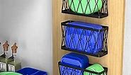 YIGII 3 Pack Adhesive Cabinet Organizer Storage - Lid Organizer Wall Mounted Pantry Door Organizer Bin Holder for Tupperware Lid Kitchen Wall Under Sink Basket Slim Space Black Stainless Steel