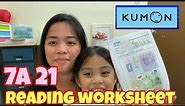Day3: 7A 21 Actual Kumon Worksheets l Reading for beginners
