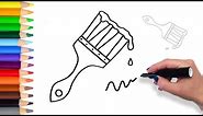 How to Draw a Wet Paint Brush | Coloring Pages for Kids