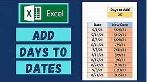 How to Add Days to Dates in Excel
