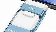 128GB Flash Drive for iPhone Photo Stick,Thumb Drive USB Stick High Speed Transfer USB Drives External Picture Video Storage Memory Expansion for iPhone/iPad/PC (Blue)