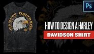 How To Design VINTAGE HARLEY DAVIDSON T-Shirts (Full PHOTOSHOP Tutorial)