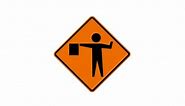 Flagger Ahead with Flag Symbol Roll-up Sign - Traffic Safety Supply Company