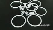 White Curtain Rings with Clips, 1.77 Inch Interior Diameter