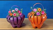 Amazing Basket Flower Pot from Recycled Plastic Bottle | Plastic Bottle Flower Vase Craft | DIY