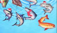 36 Pieces Christmas Fishing Ornaments for Tree Wooden Christmas Hanging Ornaments Fishing Lovers Gifts Xmas Gifts for Fishing Lovers Fisherman