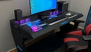 ALAMENGDA 63" RGB Built-in ATX Full Tower PC Computer Case, Tempered Glass Steel Desk Case
