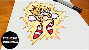 How To Draw FNF MOD- Fleetway Sonic - Step by Step