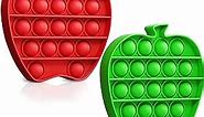 Apple Pop On It Its Popping Fidget Toys - Bubble Push Toy Stress Reliever - Anxiety Relief Sensory Popper Toys for Kids/Adults - Stress Relief Toy Set of Green and Red Apples